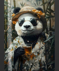 Panda m. pyjamas og te (50x70cm)