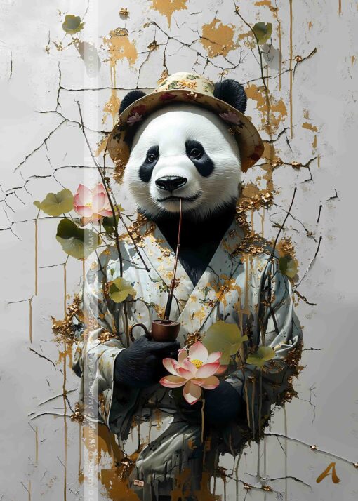 Panda m. hat og te-pibe